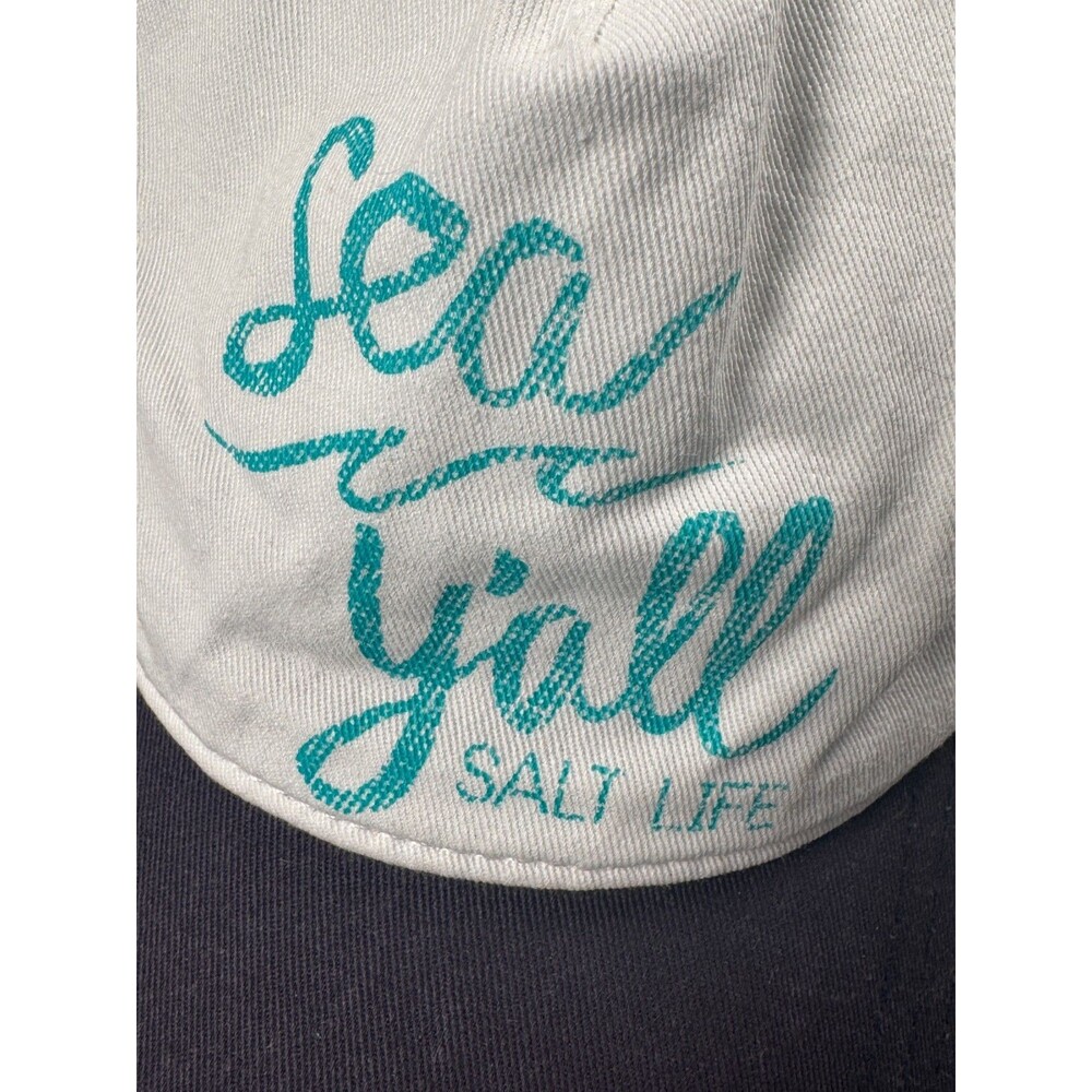 Salt Life Sea Y'all Authentic Trucker Hat Snapback Mesh Cap White Teal Fish